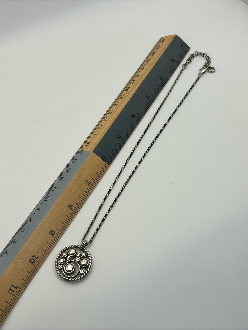 Brighton Halo Necklace Silver Plated 18" Blue Purple Crystals Round Pendant - Picture 8 of 10